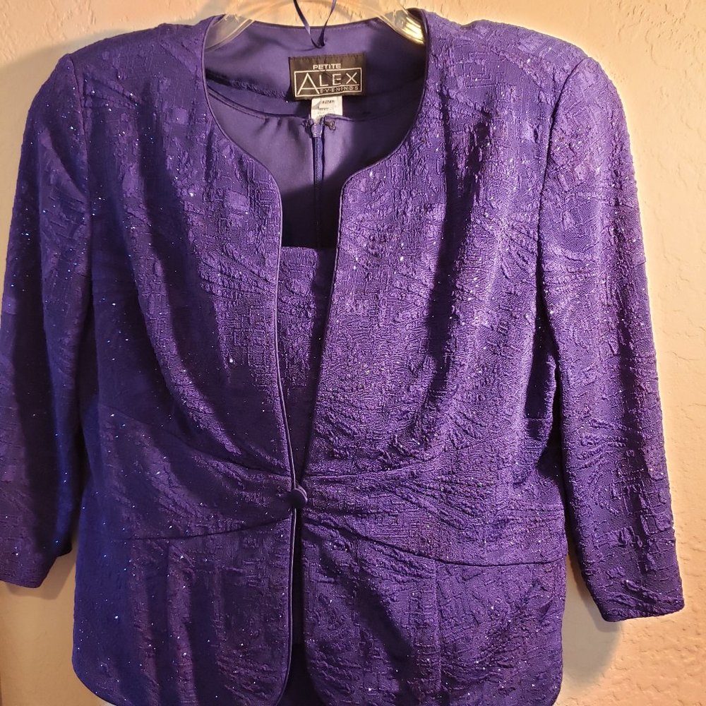 Women's Purple Evening 2 Pc Dress & Jacket Alex Evening size 12P